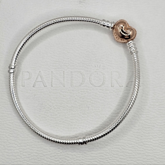 ❤️ 6pc Authentic Pandora TWO TONE LOVE BRACELET GIFT 🎁 SET - Picture 11 of 13